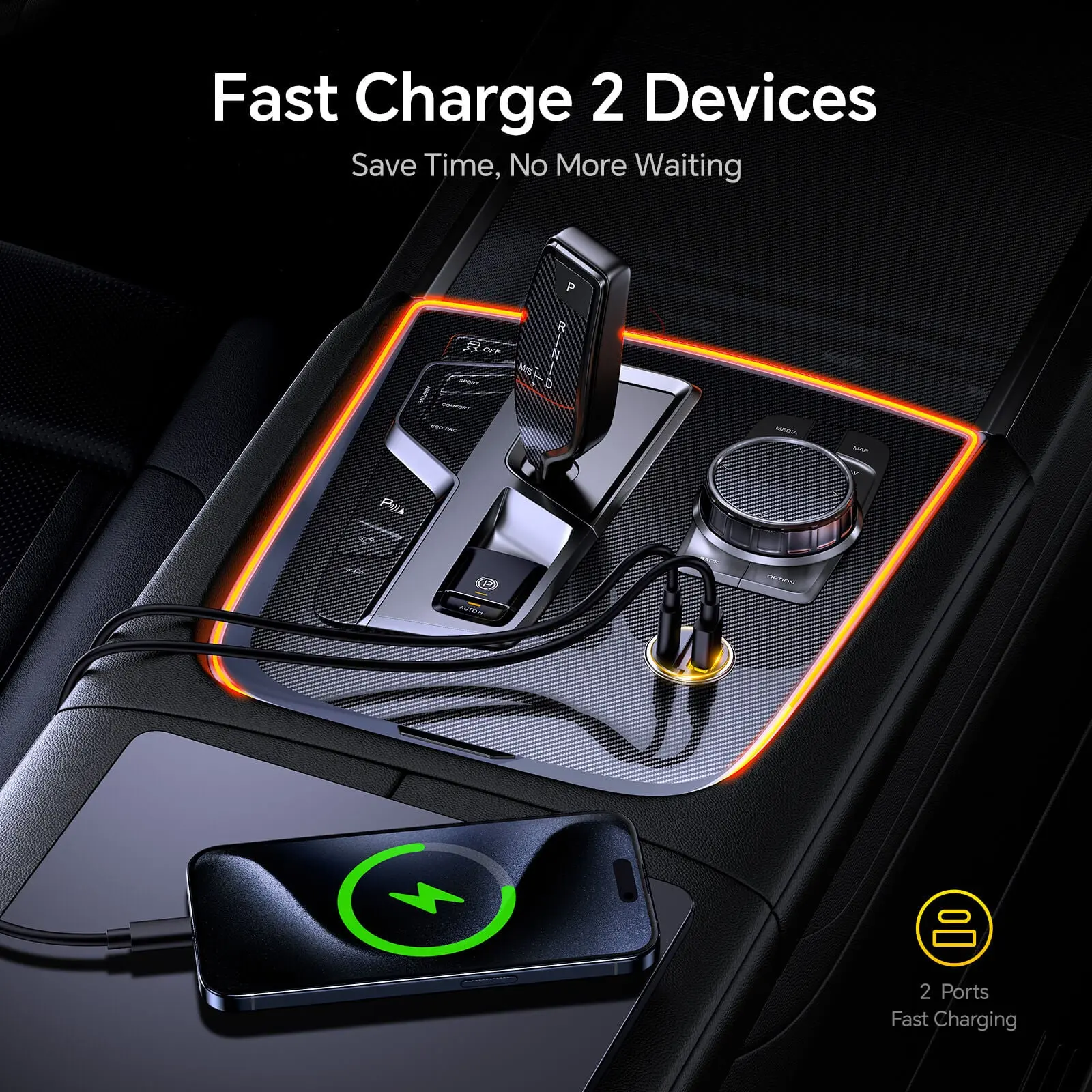 AOHI SUPERAUTO PD 45W Fast Car Charger (USB-C & USB-A) - Image 5