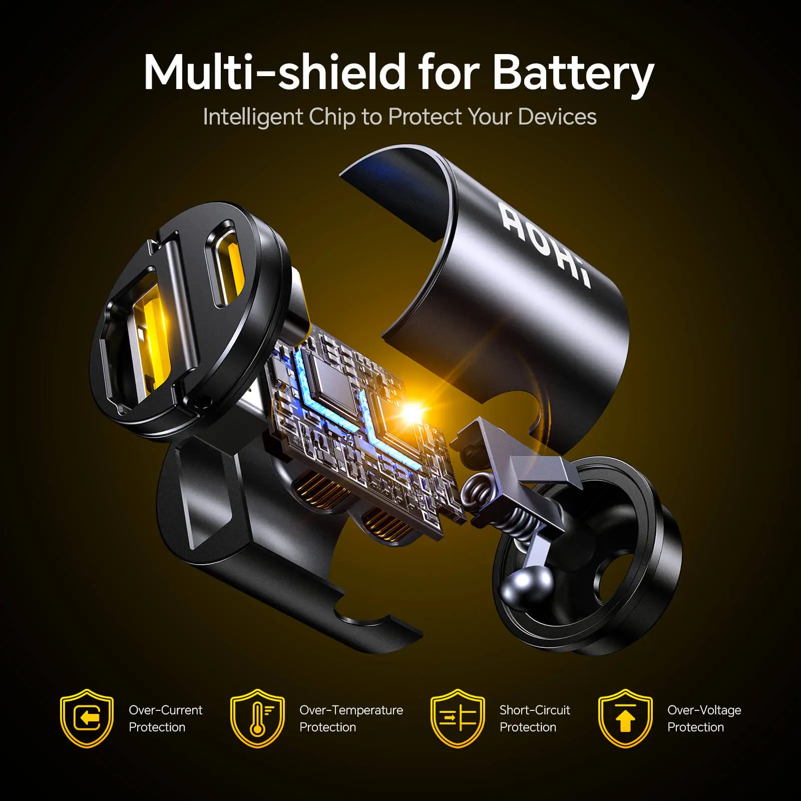 AOHI SUPERAUTO PD 45W Fast Car Charger (USB-C & USB-A) - Image 9