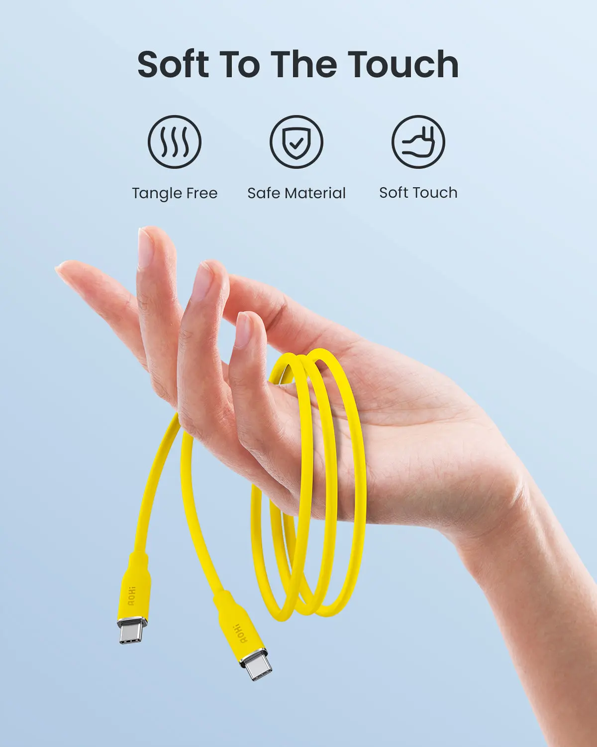 AOHI 240W PD 3.2 USB C to USB C Fast-charging Silky Cable 3.3ft - Image 3