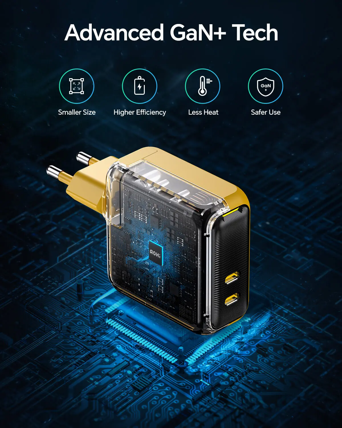 AOHI Magcube 100W GAN+ 2-Port Mini Fast Charger (EU) - Image 5