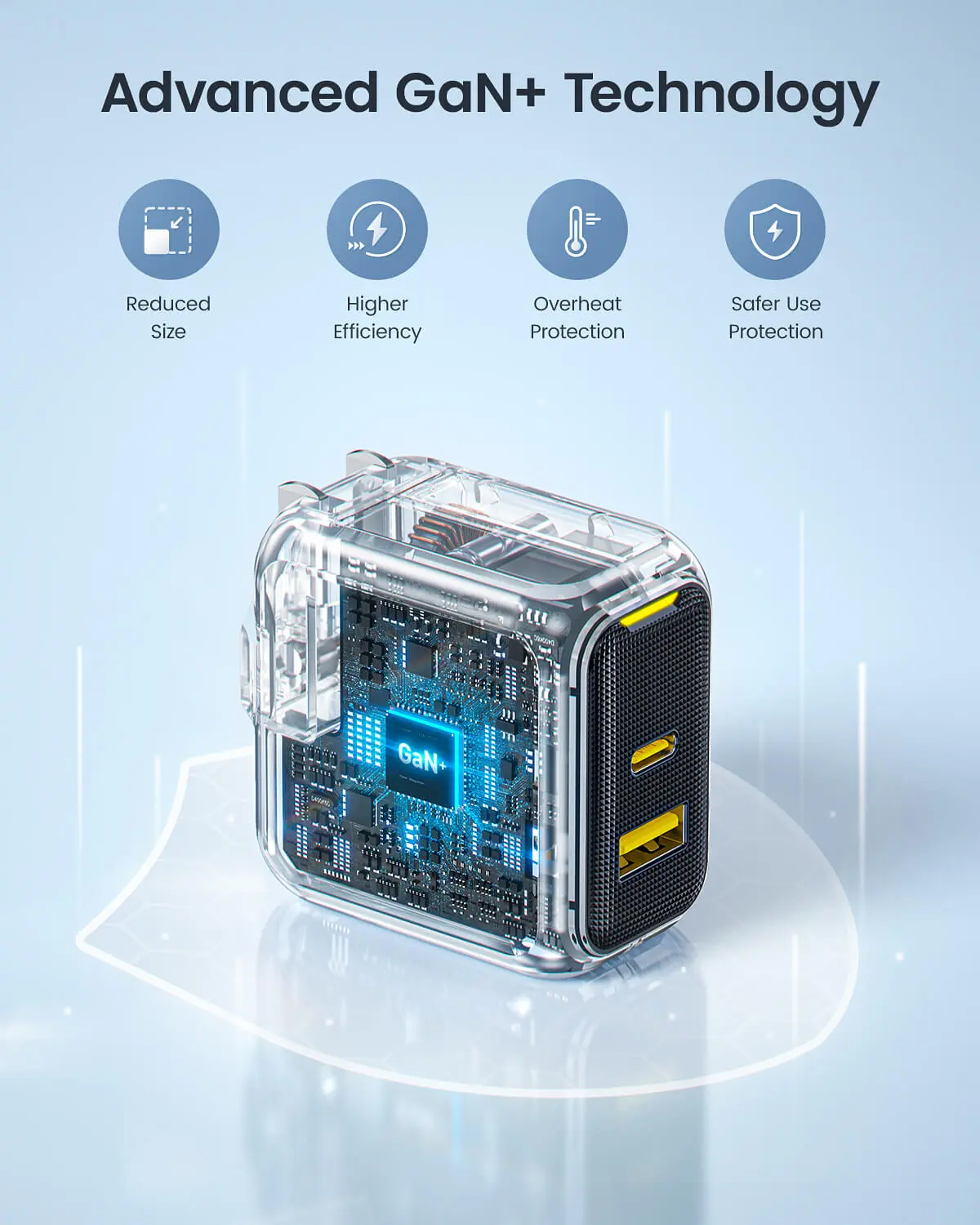 AOHI Magcube 67W Dual-Port Foldable GaN Charger (Yellow/Black) - Image 5