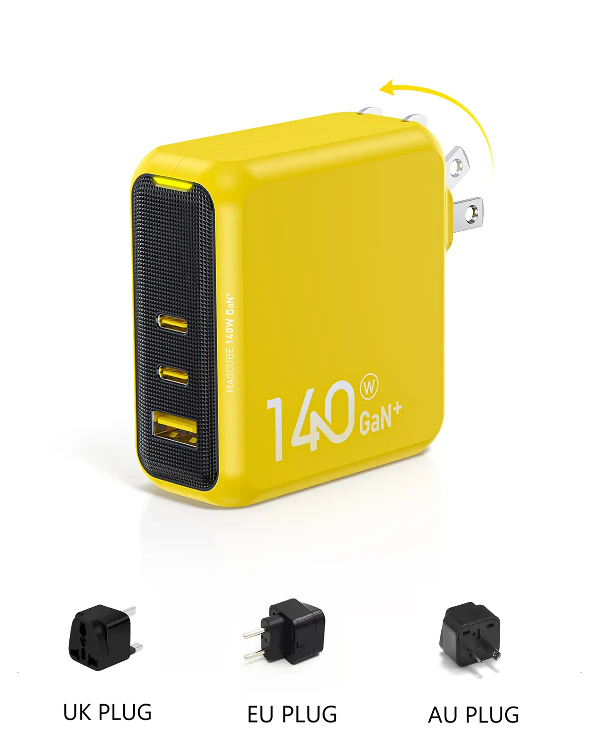 AOHI Magcube Pro 140W GaN+ 2 USBC and 1 USBA Fast Charger (EU/UK/AU) - Image 9