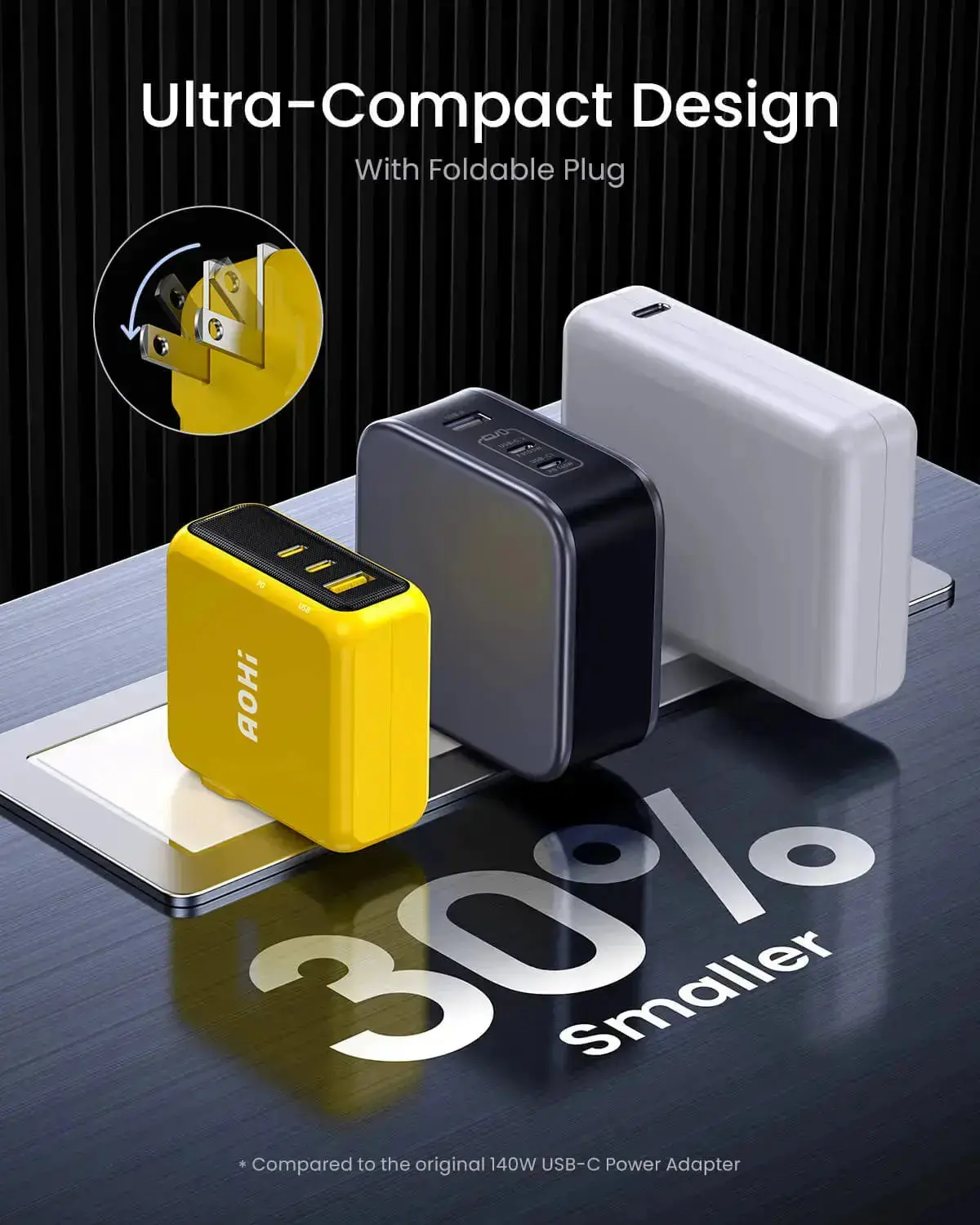 AOHI Magcube Pro 140W GaN+ Fast Charger with 240W USB C to USB C LED Cable 4FT - Image 5