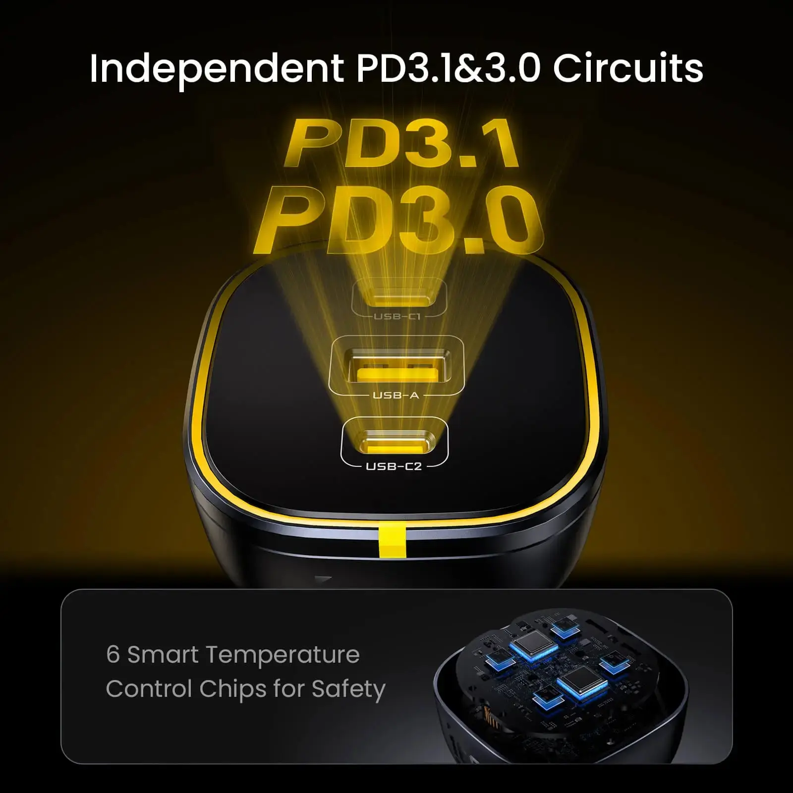 AOHI SUPERAUTO PD 165W Fast Car Charger (2USB-C & 1USB-A) - Image 3