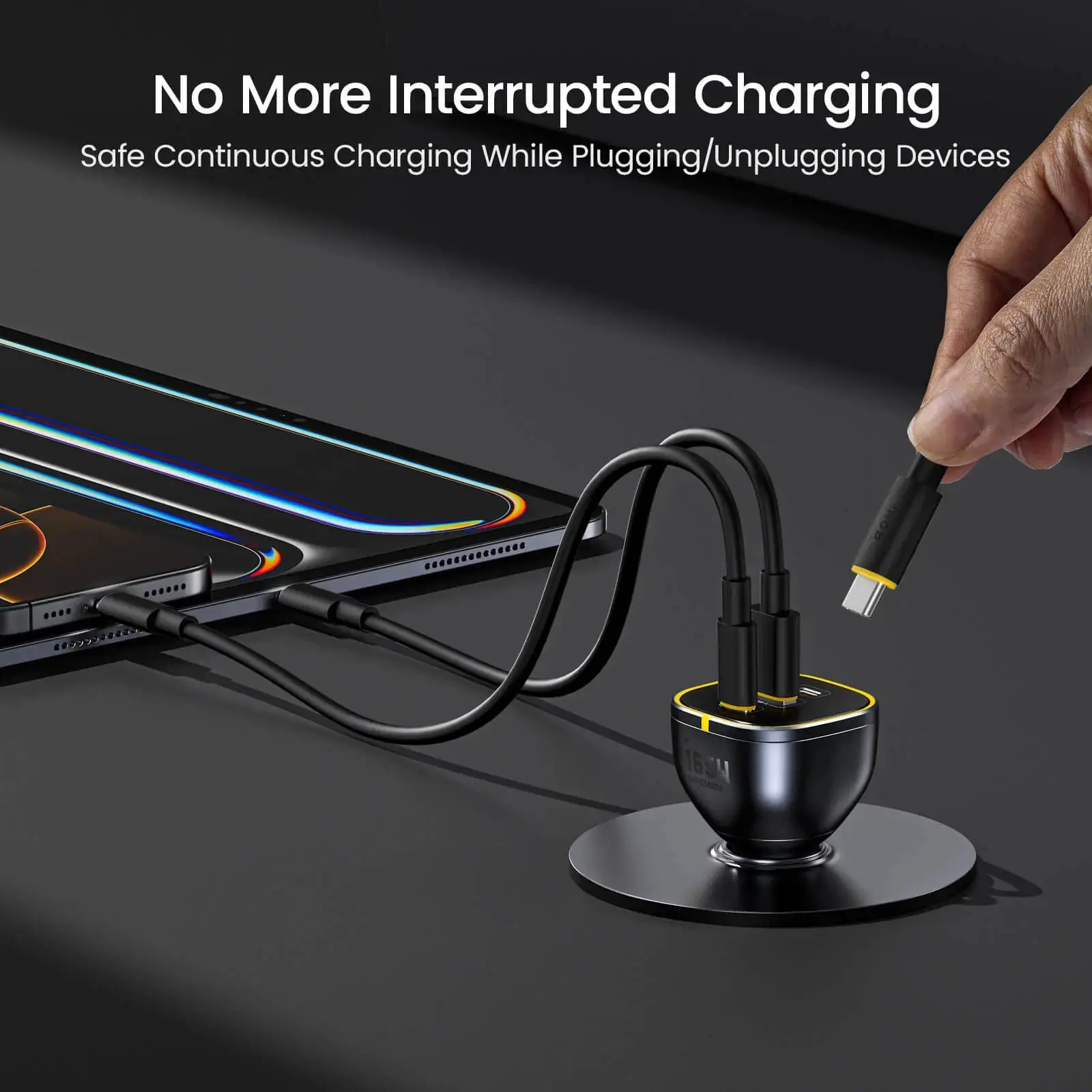 AOHI SUPERAUTO PD 165W Fast Car Charger (2USB-C & 1USB-A) - Image 4