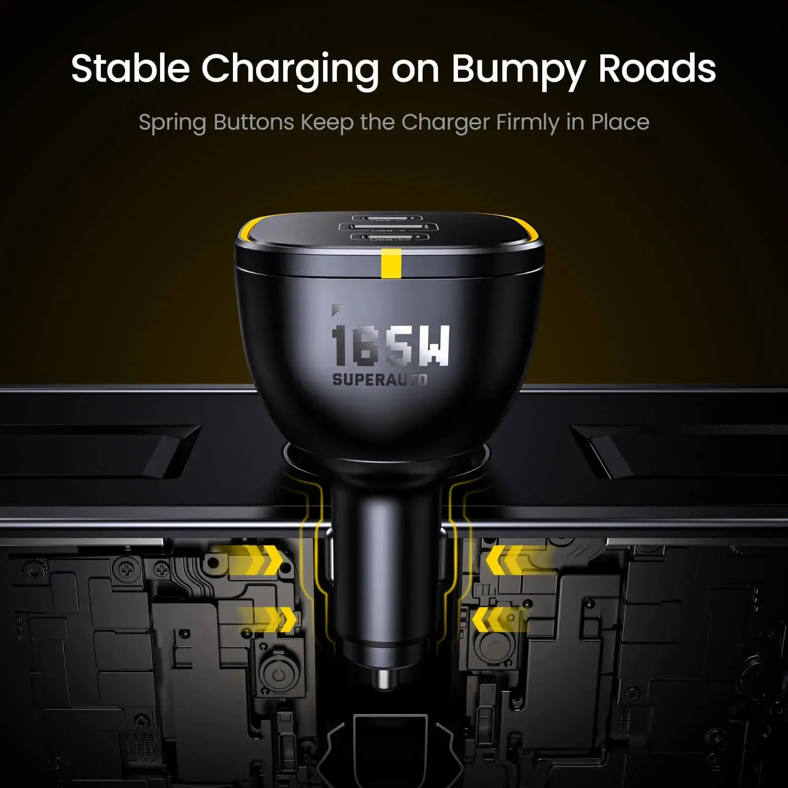 AOHI SUPERAUTO PD 165W Fast Car Charger (2USB-C & 1USB-A) - Image 9