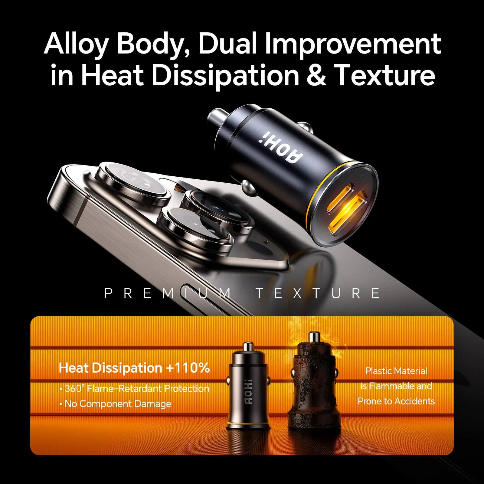 AOHI SUPERAUTO PD 65W Fast Car Charger (USB-C & USB-A) - Image 4