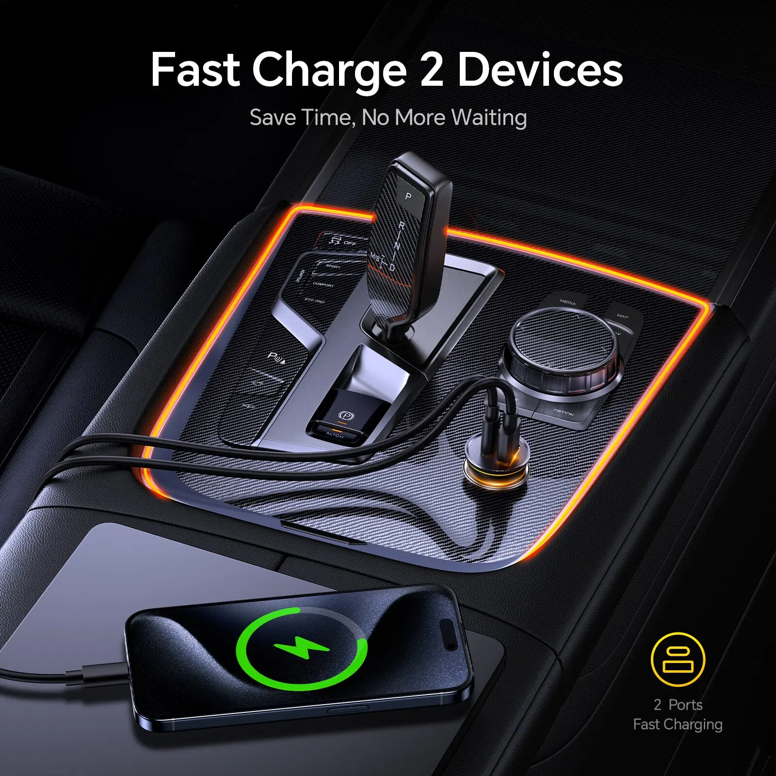 AOHI SUPERAUTO PD 65W Fast Car Charger (USB-C & USB-A) - Image 5
