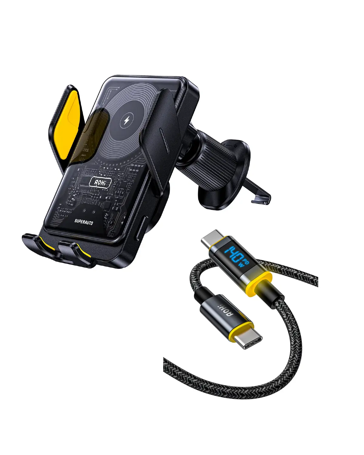 AOHI SUPERAUTO Smart Sensor Wireless Car Charger with 3.3FT C-C Cable - Image 10