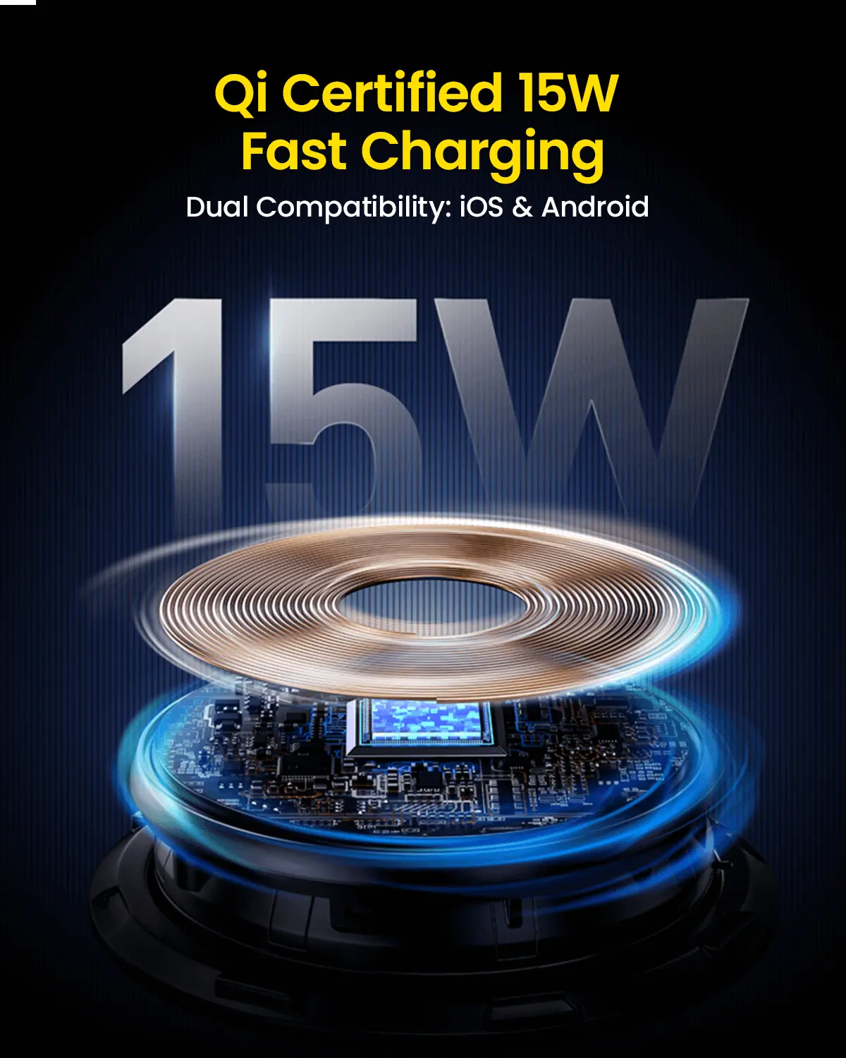 AOHI SUPERAUTO Smart Sensor Wireless Car Charger with 3.3FT C-C Cable - Image 5