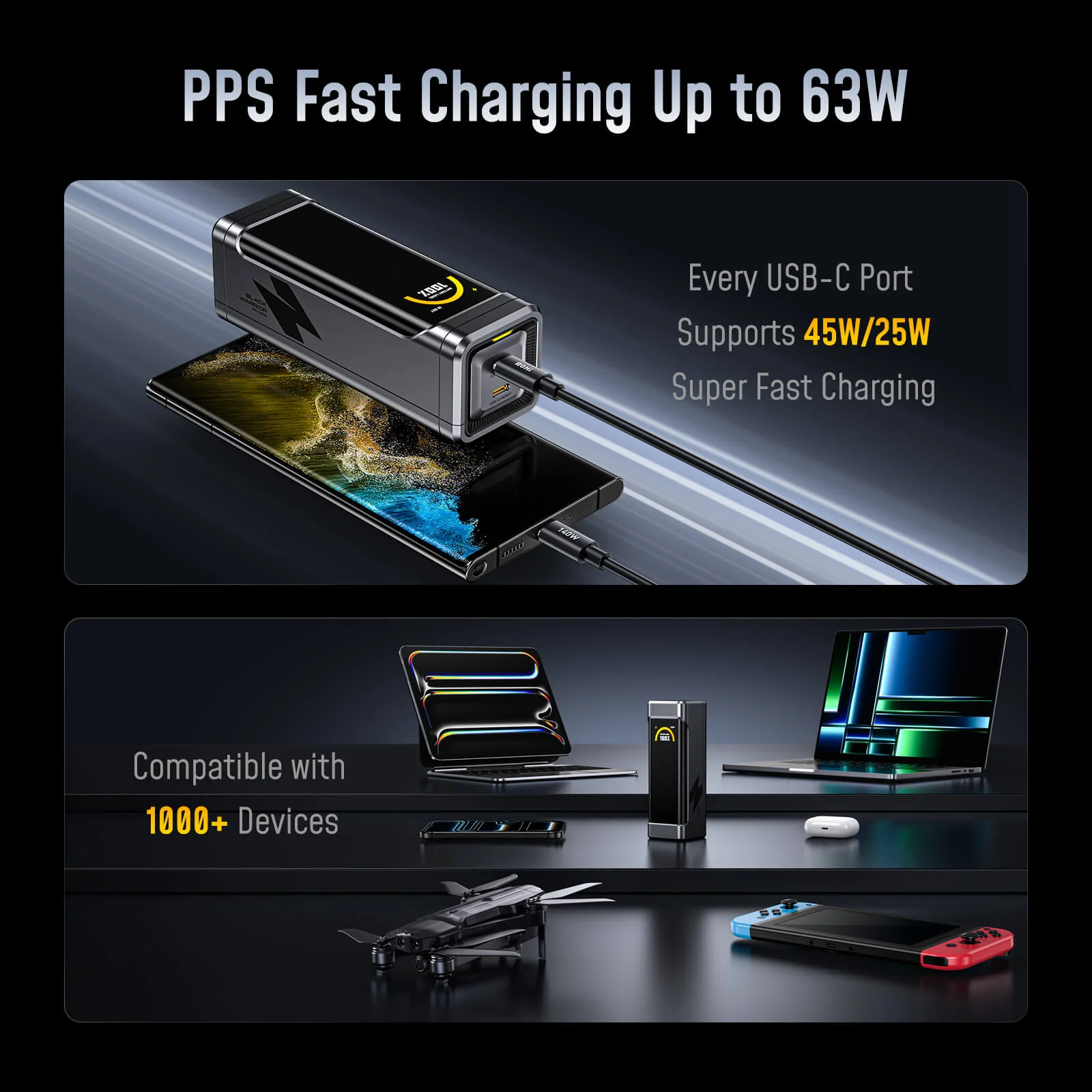 [NEW] AOHI The BLACK WARRIOR 10,000mAh 65W PD3.0 LED Display Power Bank with 240W C-C Cable - Image 8