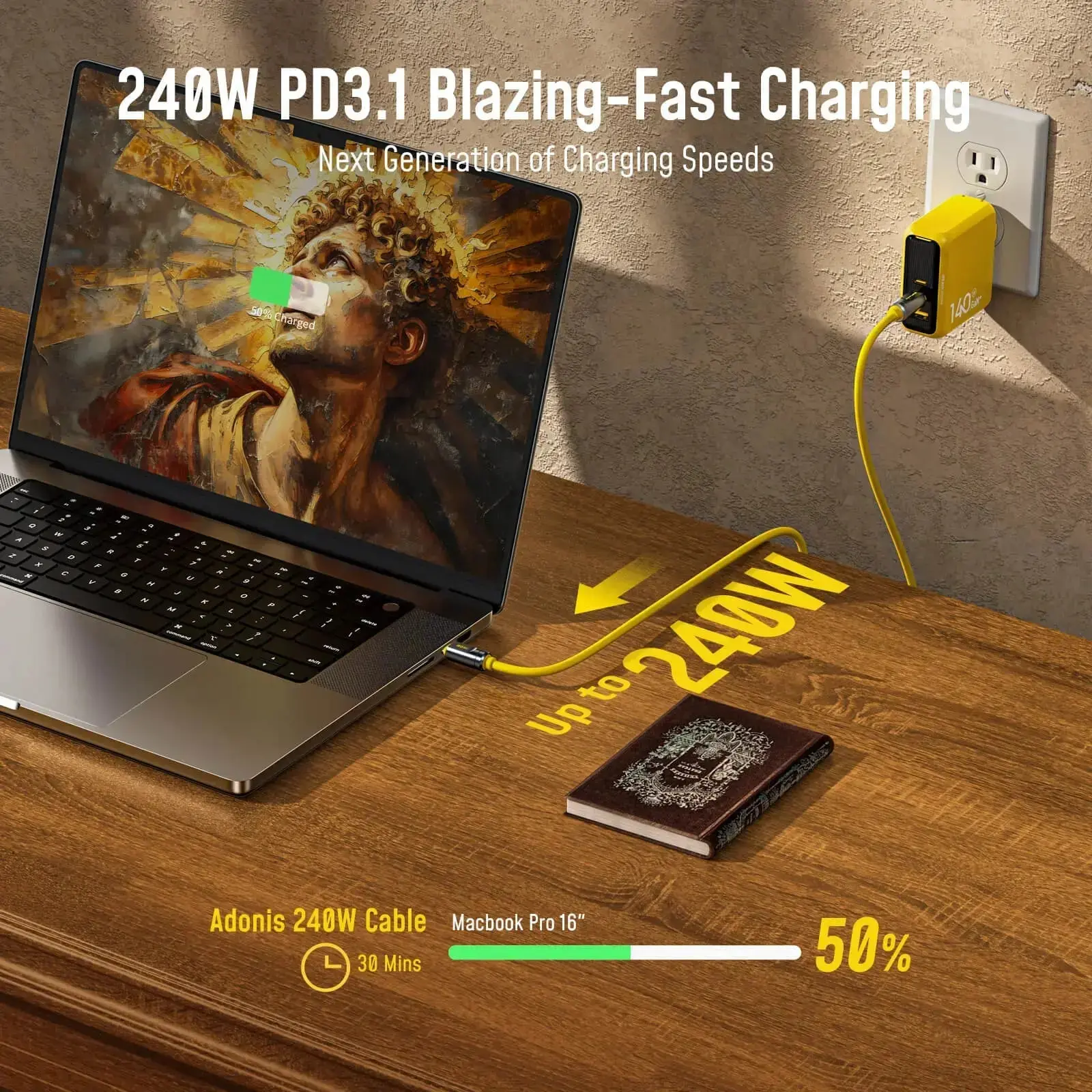 AOHI THE FUTURE Adonis USB4 2.0 240W USB-C to USB-C Cable 3.3ft/6.6ft  (120Gbps/ 8K/ PD3.2/240W) - Image 6