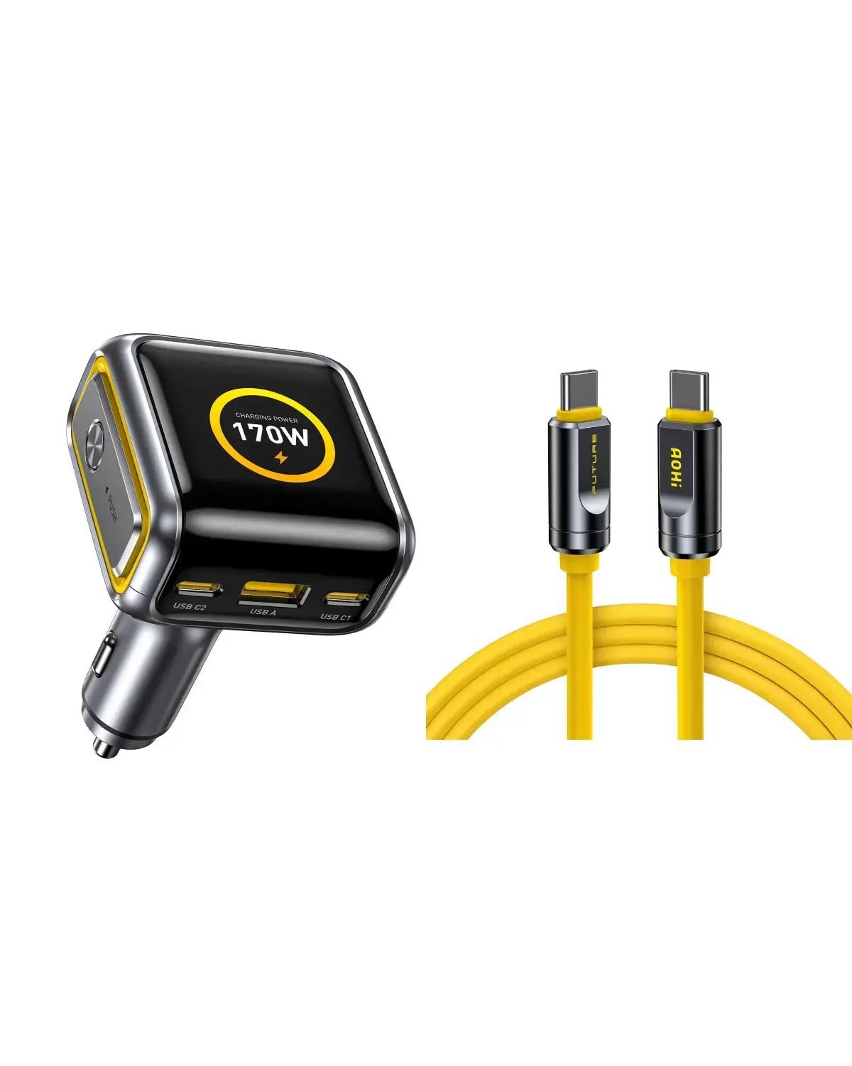 [NEW] AOHI THE FUTURE AI PD GAN+ 170W 3-Port LED Display Fast Car Charger - Image 10