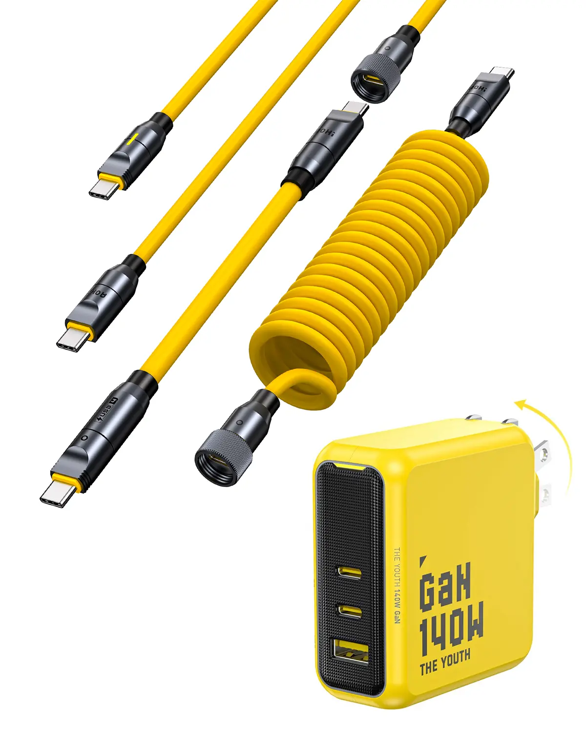 AOHI The Future PRO Creative Power Cable Set with 140W GaN+ YOUTH Fast Charger (40Gbps/ 240W/ 8K) - Image 8