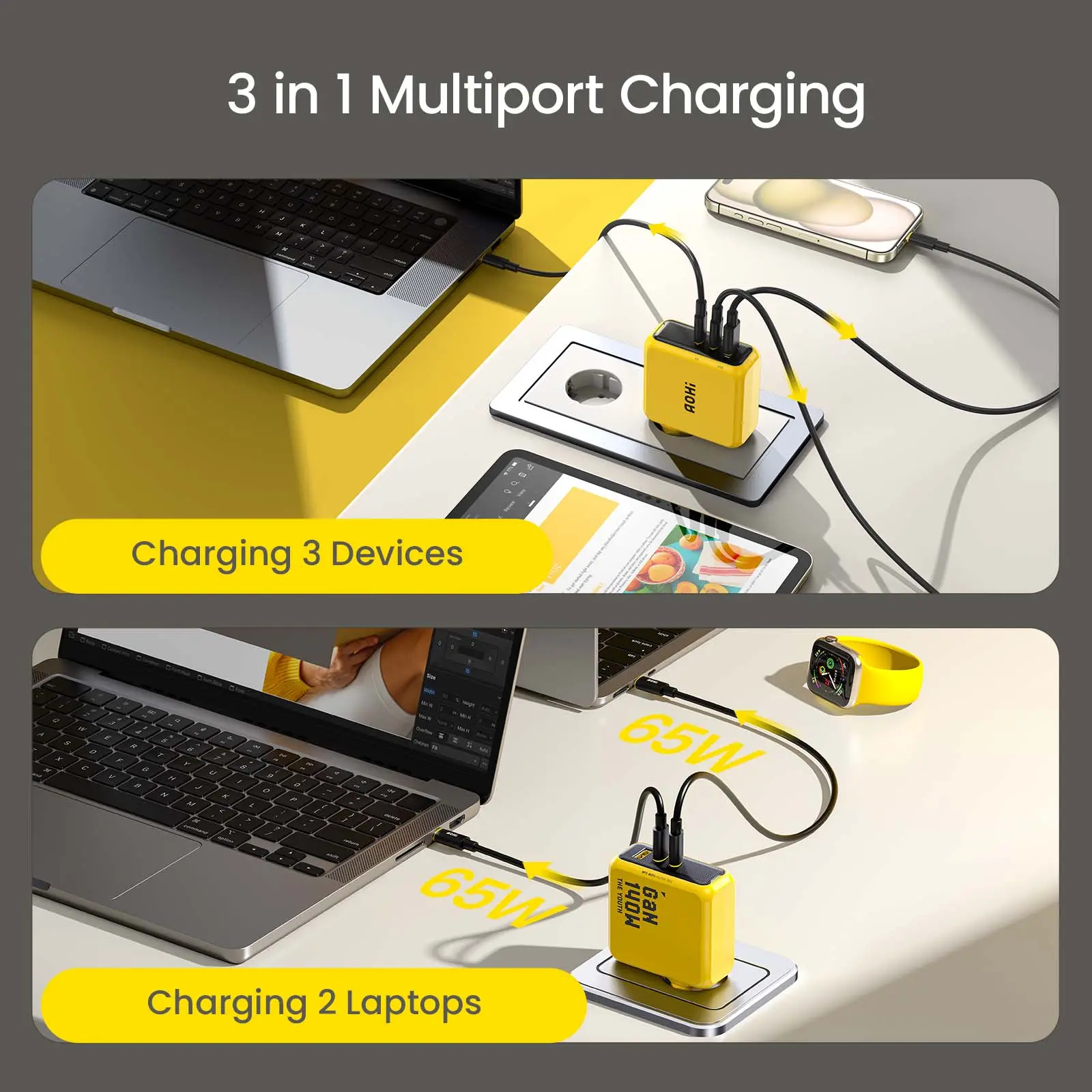 AOHI The Youth 140W PD3.1 GaN 3-Port Fast Charger (EU) - Image 5