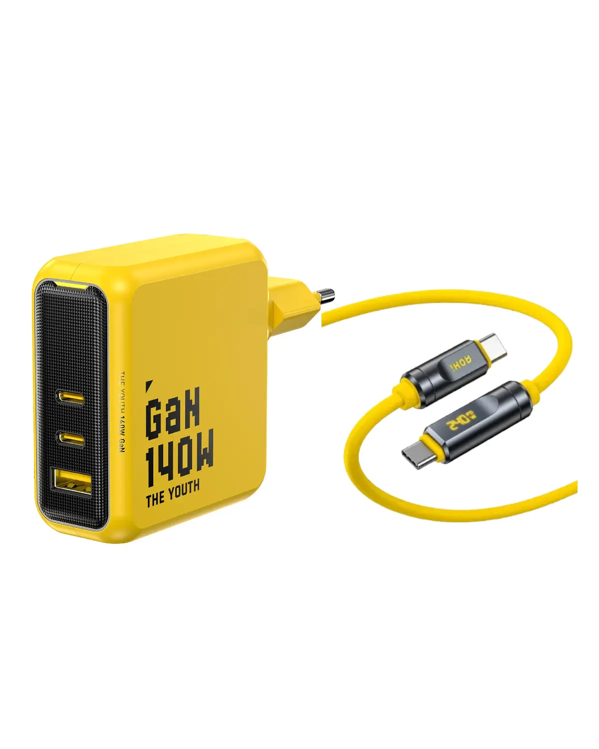 AOHI The Youth 140W PD3.1 GaN 3-Port Fast Charger (EU) with THE FUTURE Adonis USB4 2.0 240W USB-C to USB-C Cable - Image 10