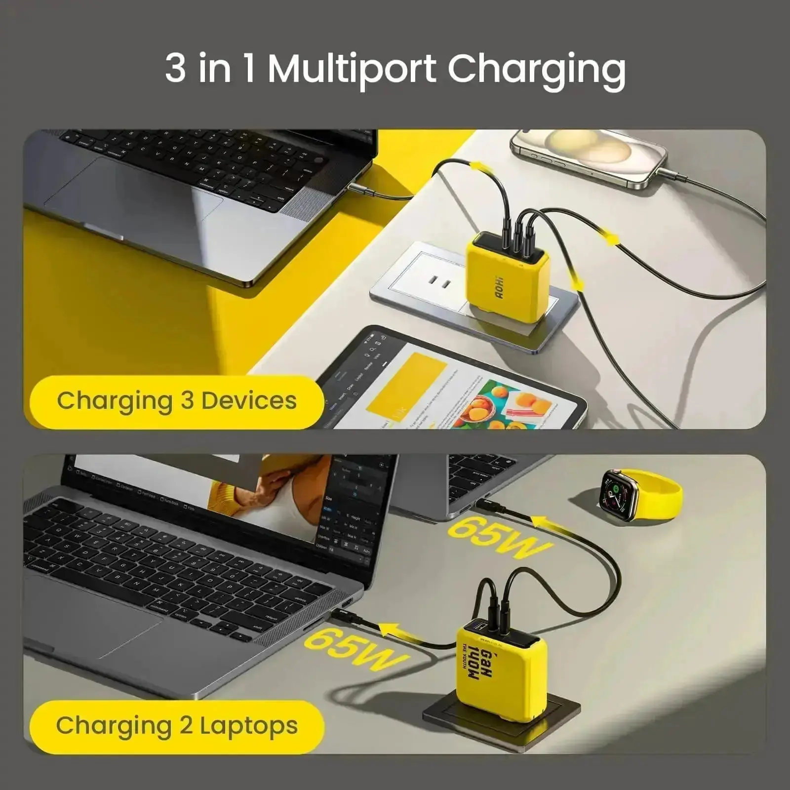 AOHI The Youth 140W PD3.1 GaN 3-Port Fast Charger with THE FUTURE Adonis USB4 2.0 240W USB-C to USB-C Cable - Image 6