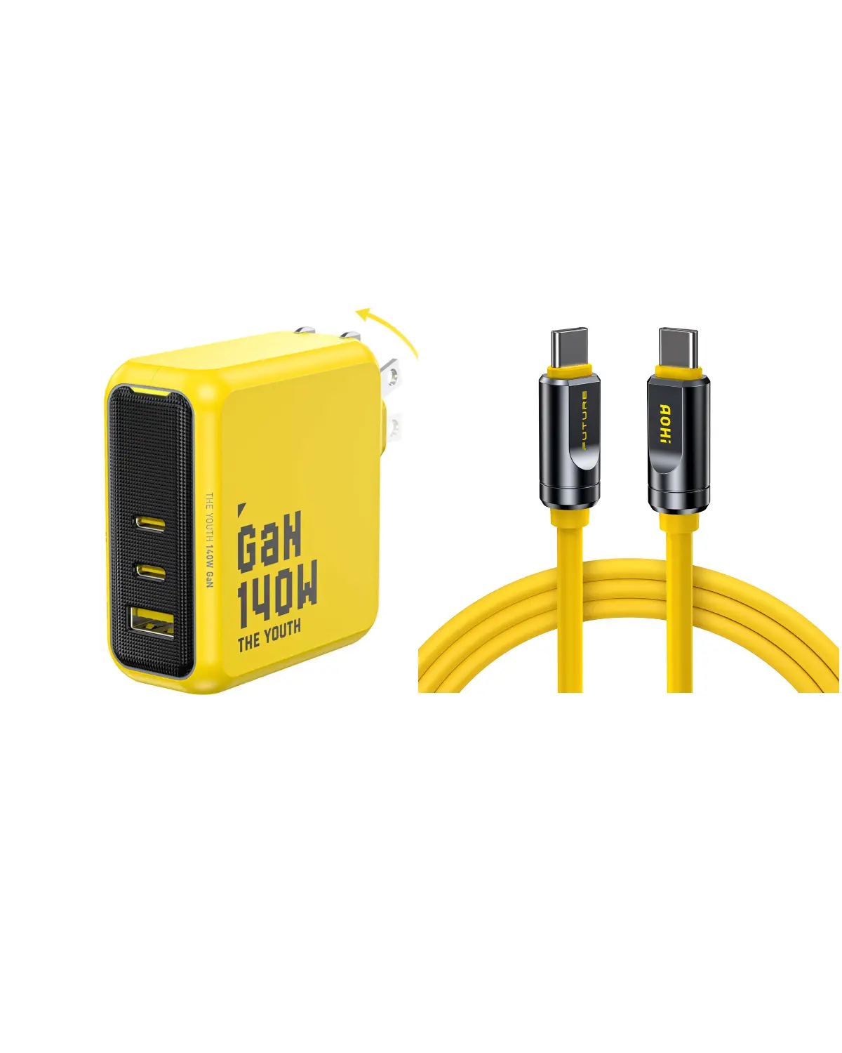 AOHI The Youth 140W PD3.1 GaN 3-Port Fast Charger with THE FUTURE Adonis USB4 2.0 240W USB-C to USB-C Cable - Image 11