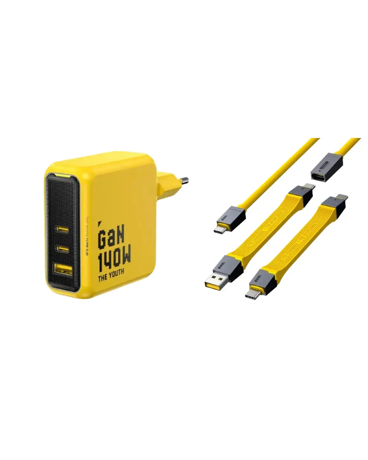 AOHI The Youth 140W PD3.1 GaN 3-Port Fast Charger with USB4 PD 3.2 Racing Cable Set (40Gbps/ 240W/ 8K) ONLY SOLD IN US - Image 9