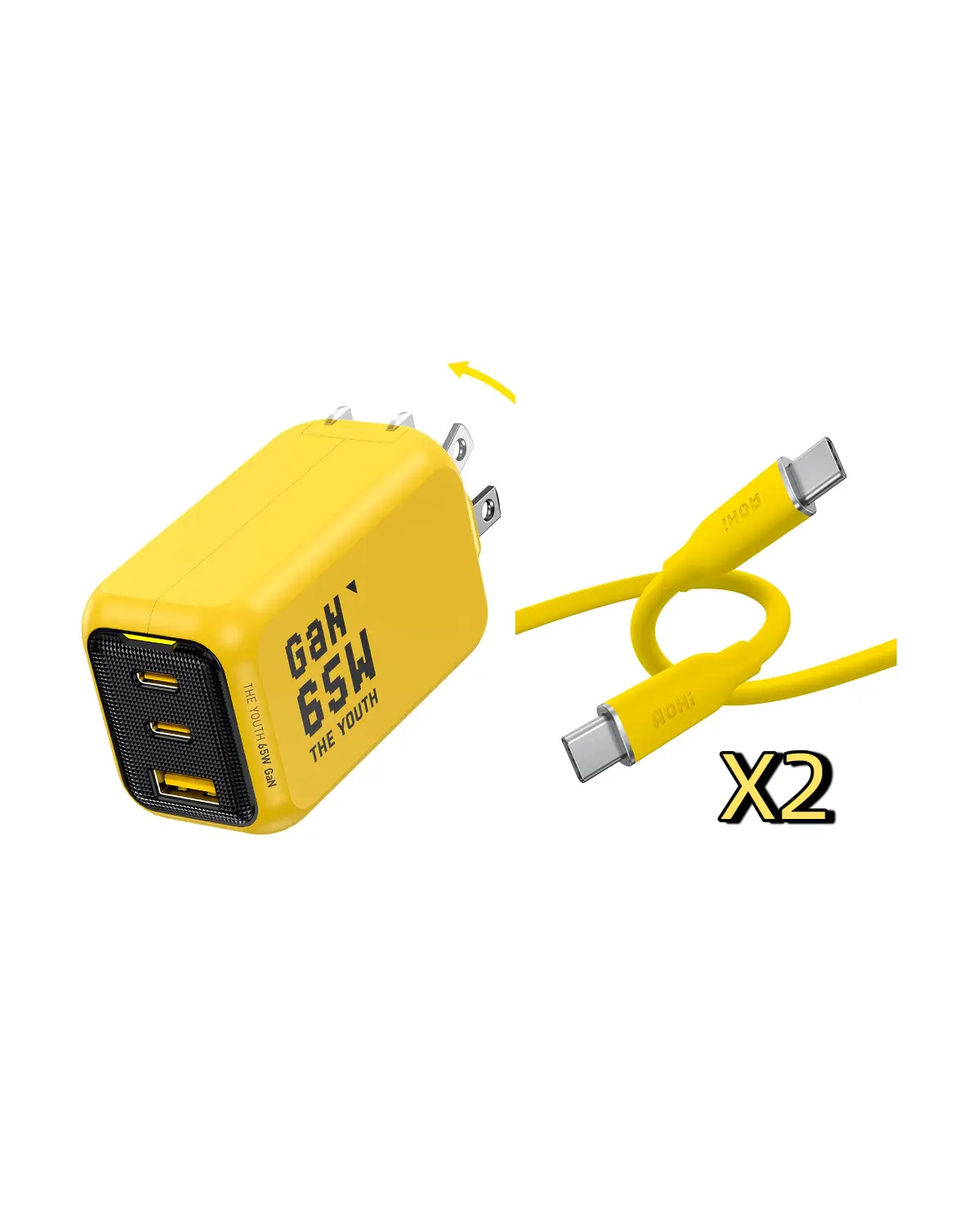 AOHI THE YOUTH PD/ PPS 65W GAN 3-Port Foldable Charger - Image 10