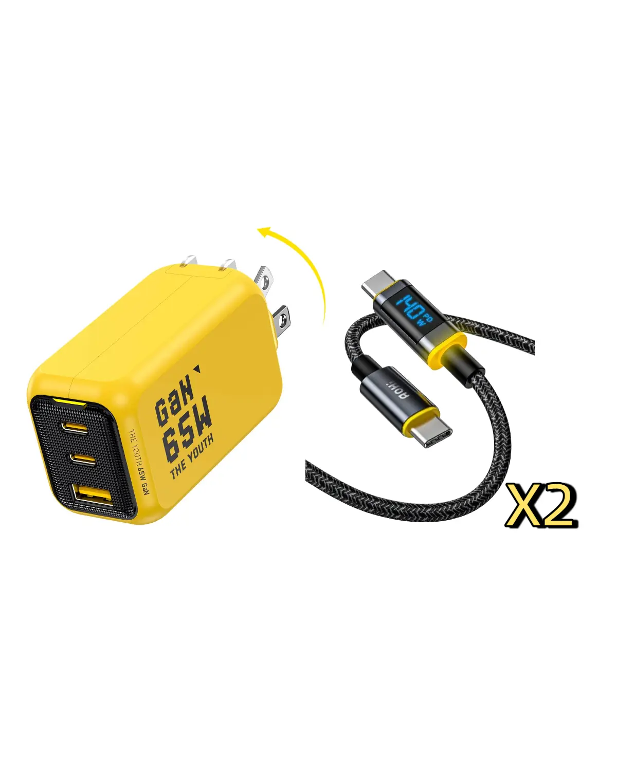AOHI THE YOUTH PD/ PPS 65W GAN 3-Port Foldable Charger - Image 11