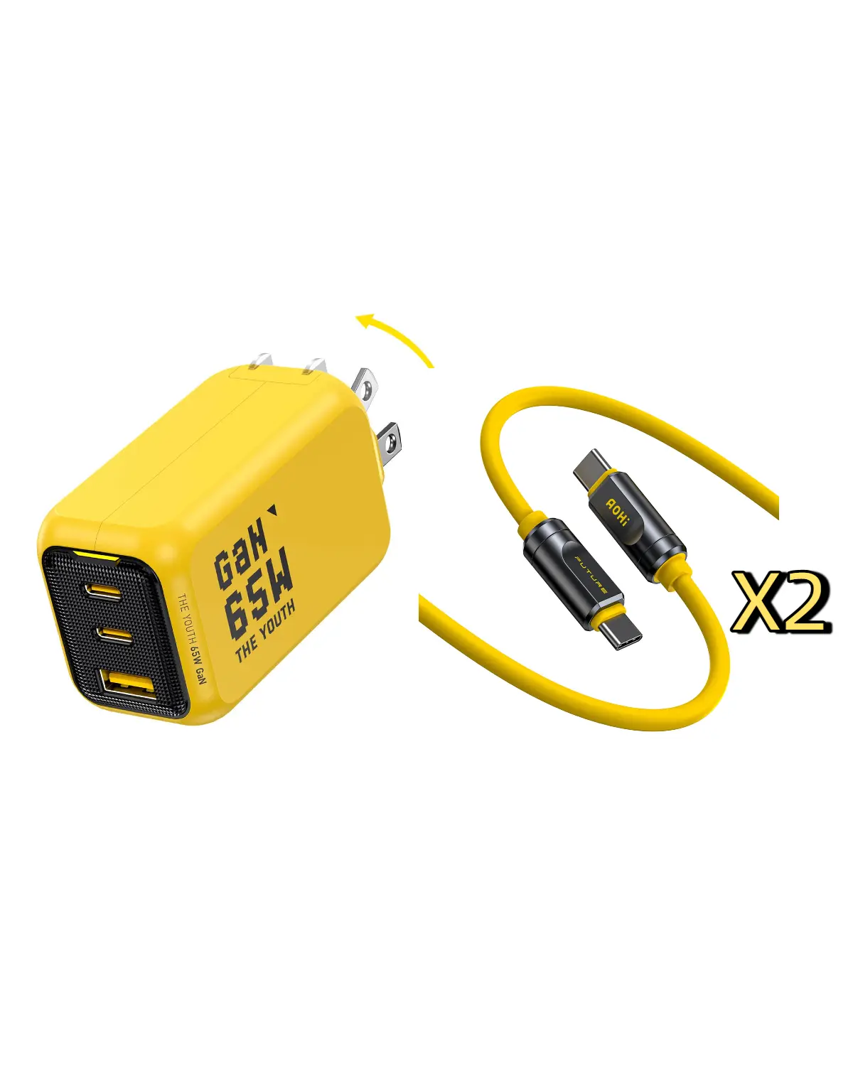 AOHI THE YOUTH PD/ PPS 65W GAN 3-Port Foldable Charger - Image 12