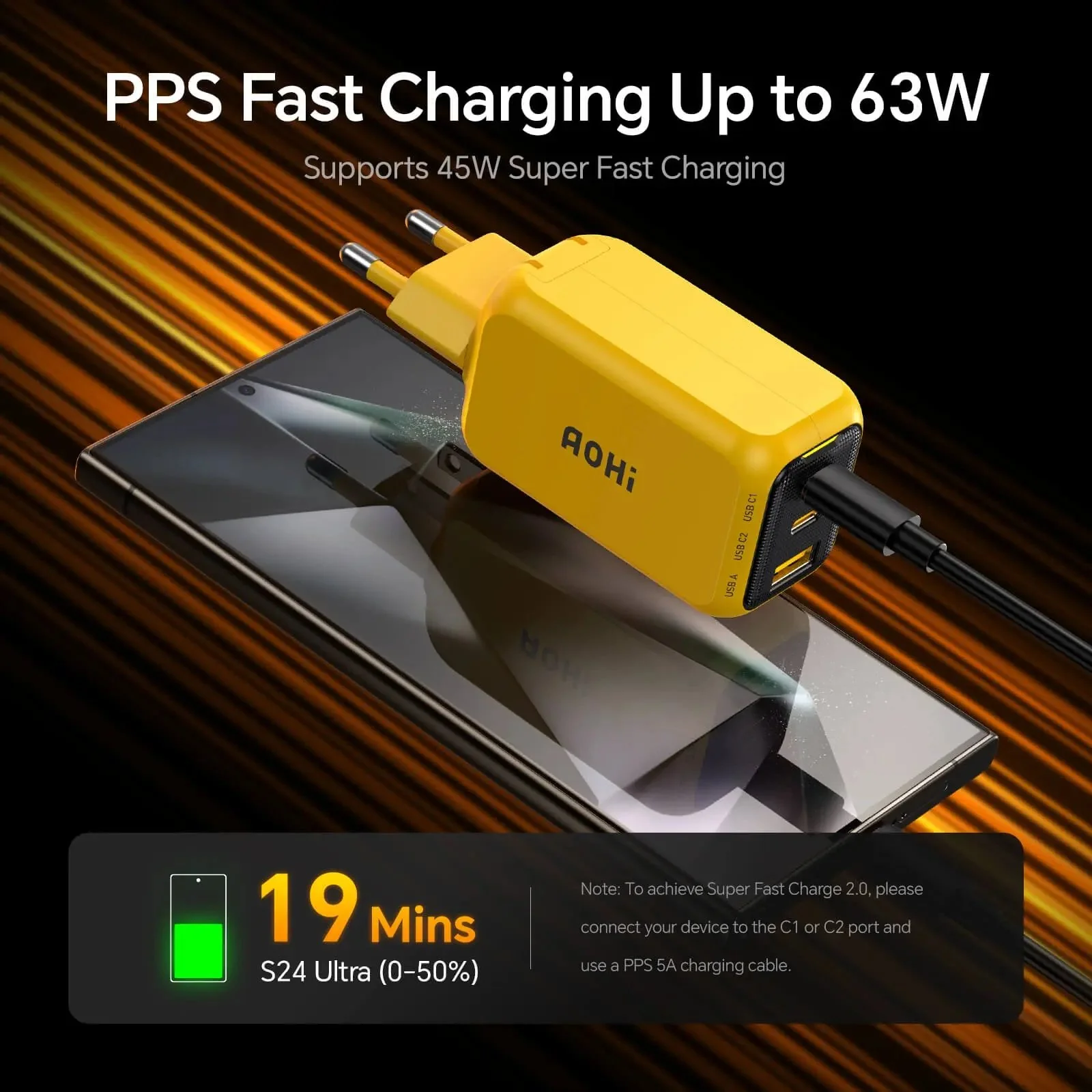 AOHI THE YOUTH PD/ PPS 65W GAN 3-Port Foldable Charger (EU) - Image 5