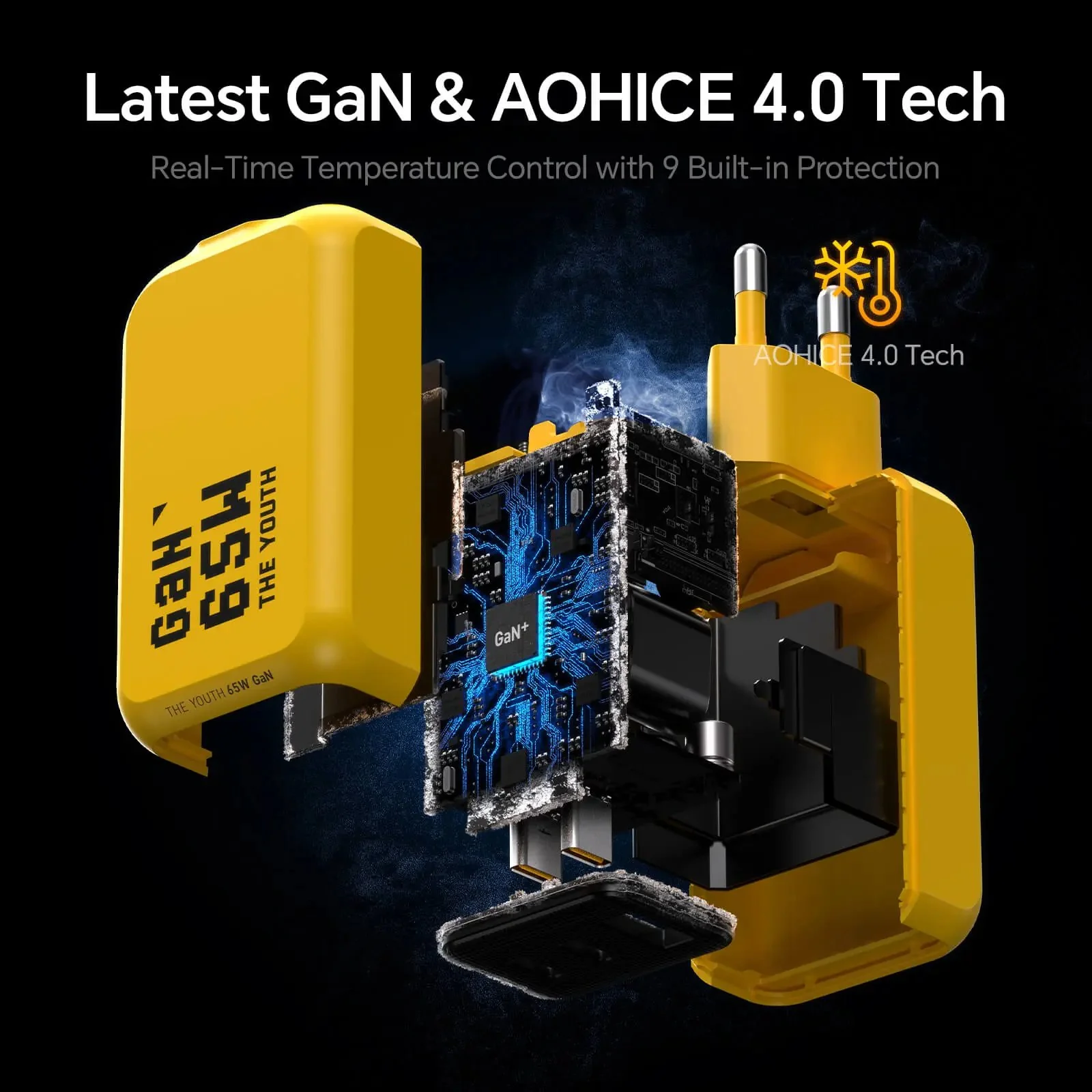 AOHI THE YOUTH PD/ PPS 65W GAN 3-Port Foldable Charger (EU) - Image 7