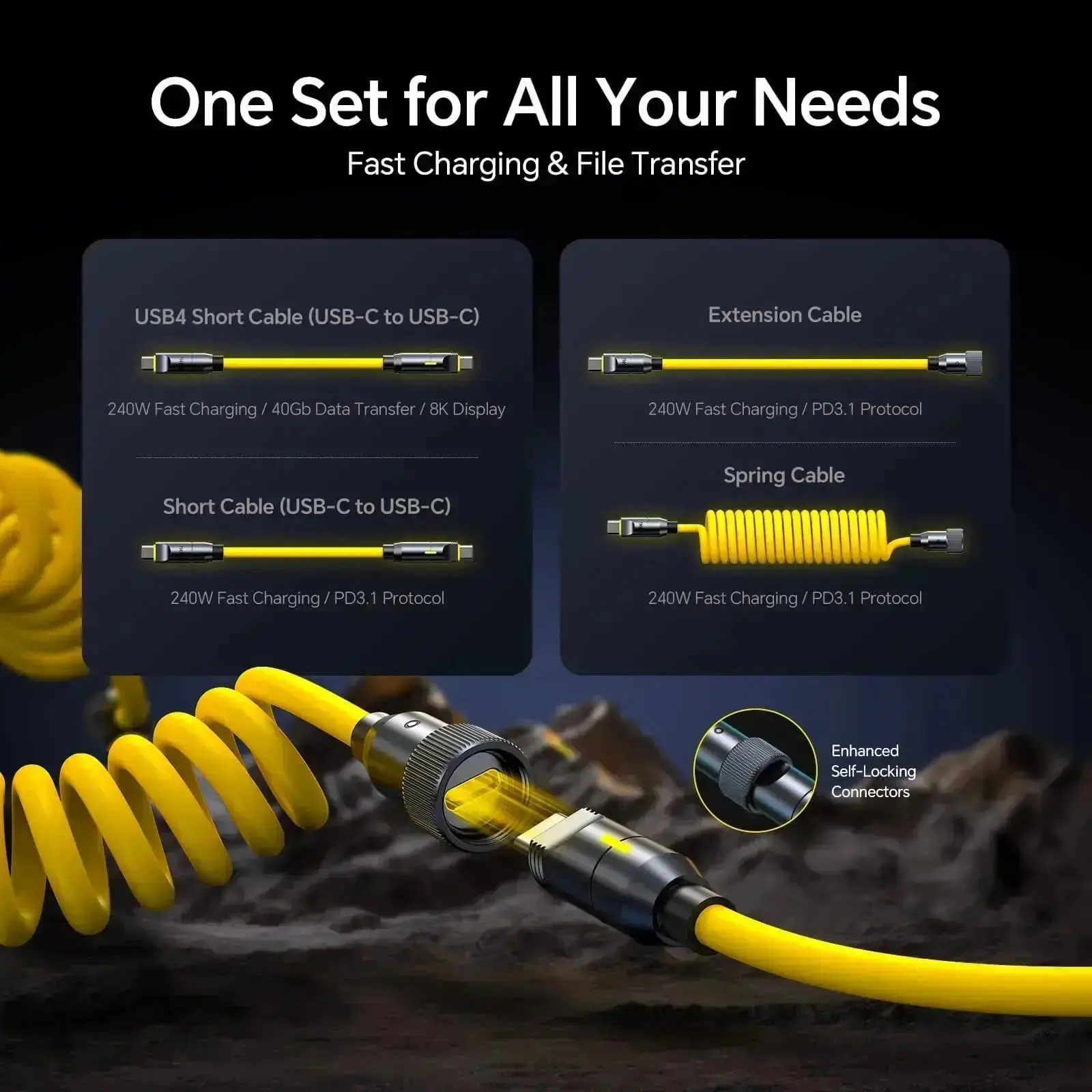 AOHI The Future PRO Creative Power Cable Set (240W/ 8K/ 40 Gbps/ 0.33~8.53FT) - Image 5