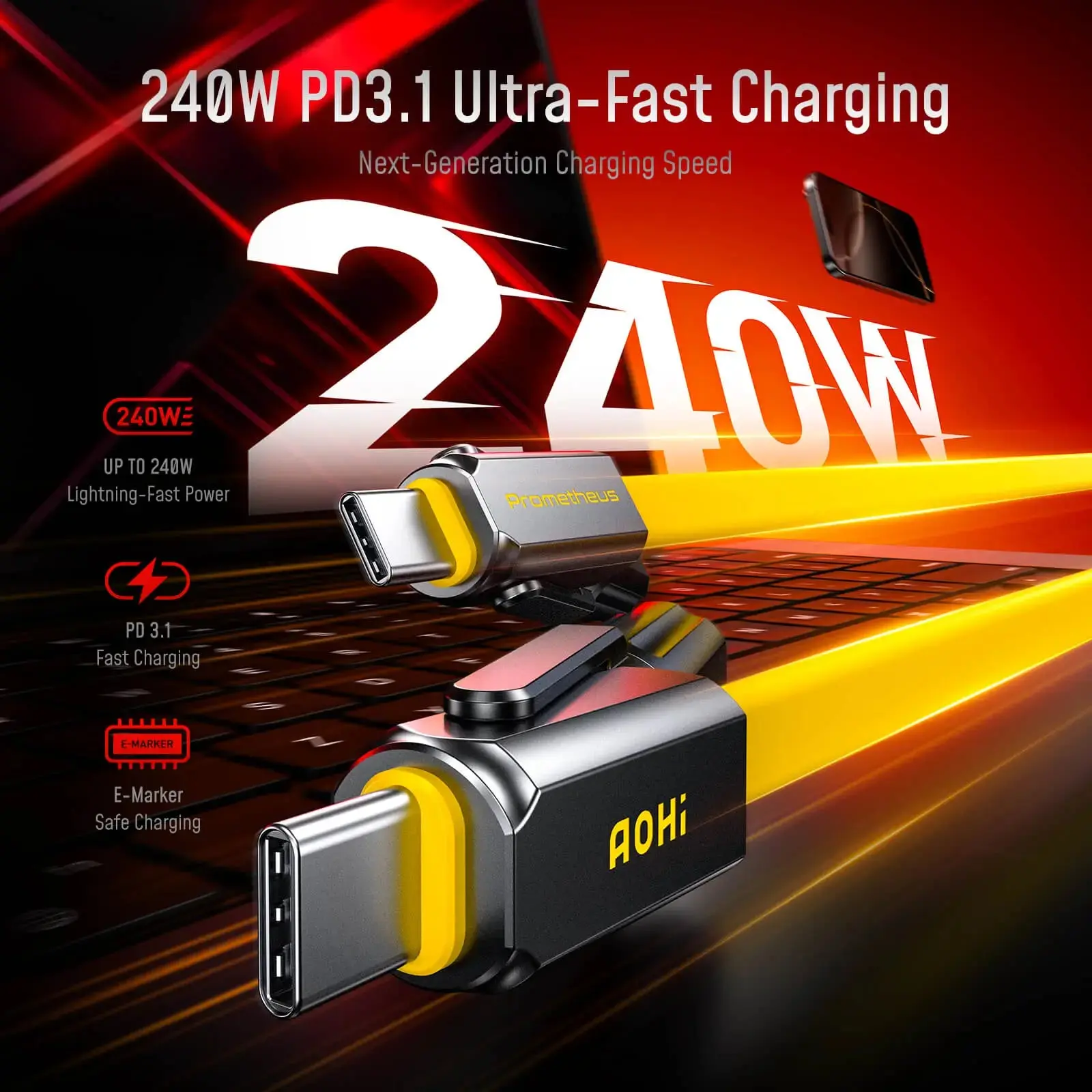 [NEW] AOHI Prometheus 3-in-1 Titanium EDC PD 3.2 240W Tool Cable - Image 5