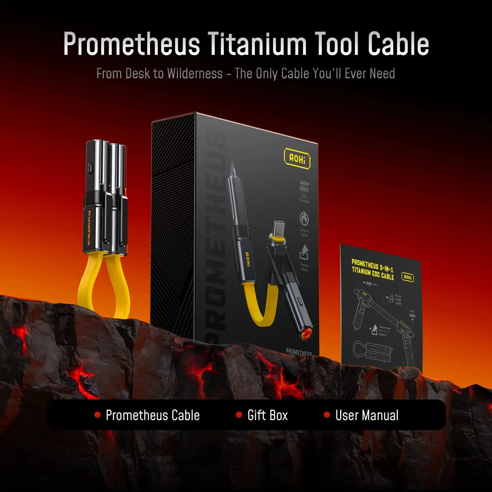 [NEW] AOHI Prometheus 3-in-1 Titanium EDC PD 3.2 240W Tool Cable - Image 9