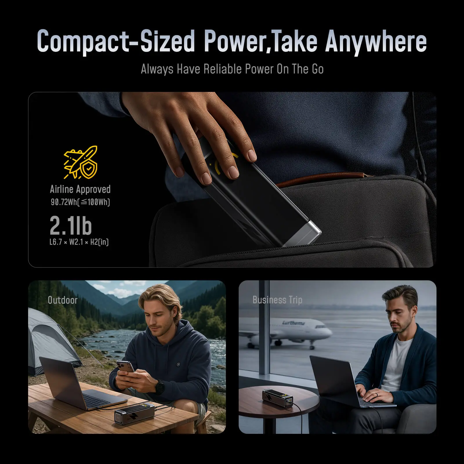 AOHI The BLACK WARRIOR 25,200mAh 170W PD3.0 LED Display Power Bank with 240W C-C Cable - Image 10