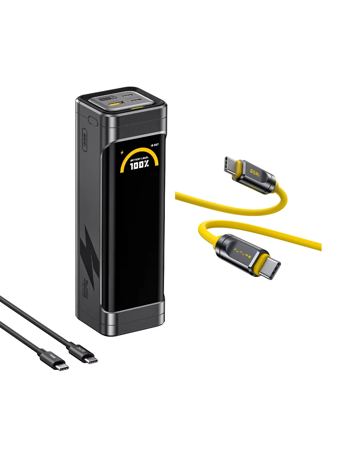 AOHI The BLACK WARRIOR 25,200mAh 170W PD3.0 LED Display Power Bank with 240W C-C Cable - Image 12