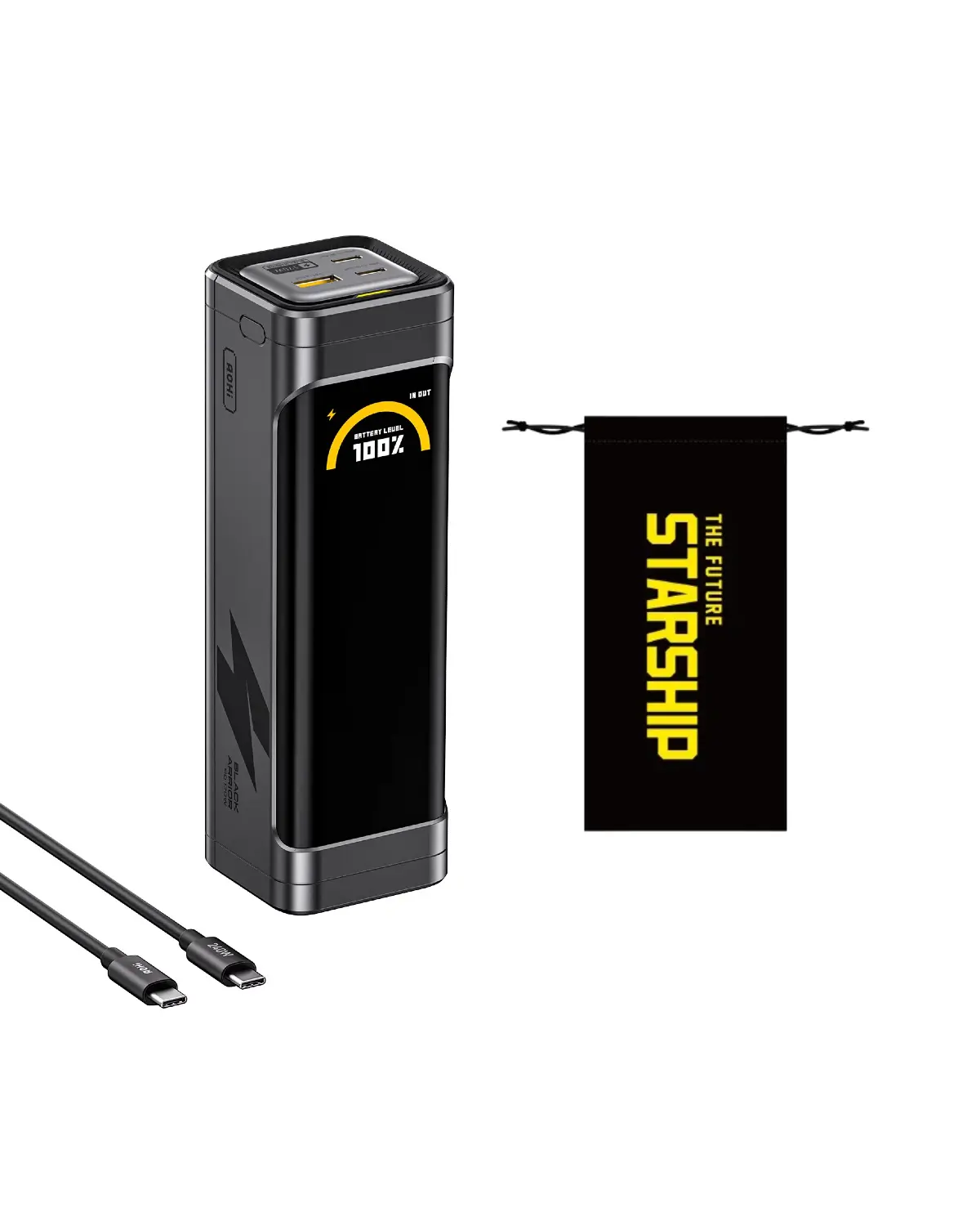 AOHI The BLACK WARRIOR 25,200mAh 170W PD3.0 LED Display Power Bank with 240W C-C Cable - Image 13
