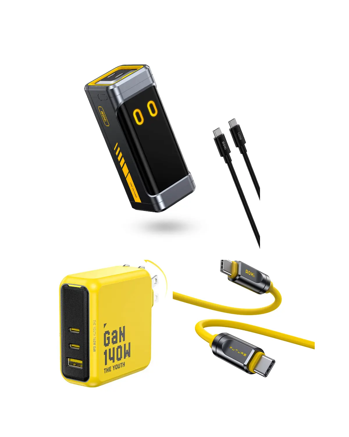 The Ultimate Charging Bundle: STARSHIP PRO 10000mAh Power Bank+ 140W YOUTH Charger+ Adonis USB4 2.0 240W USB-C to USB-C Cable