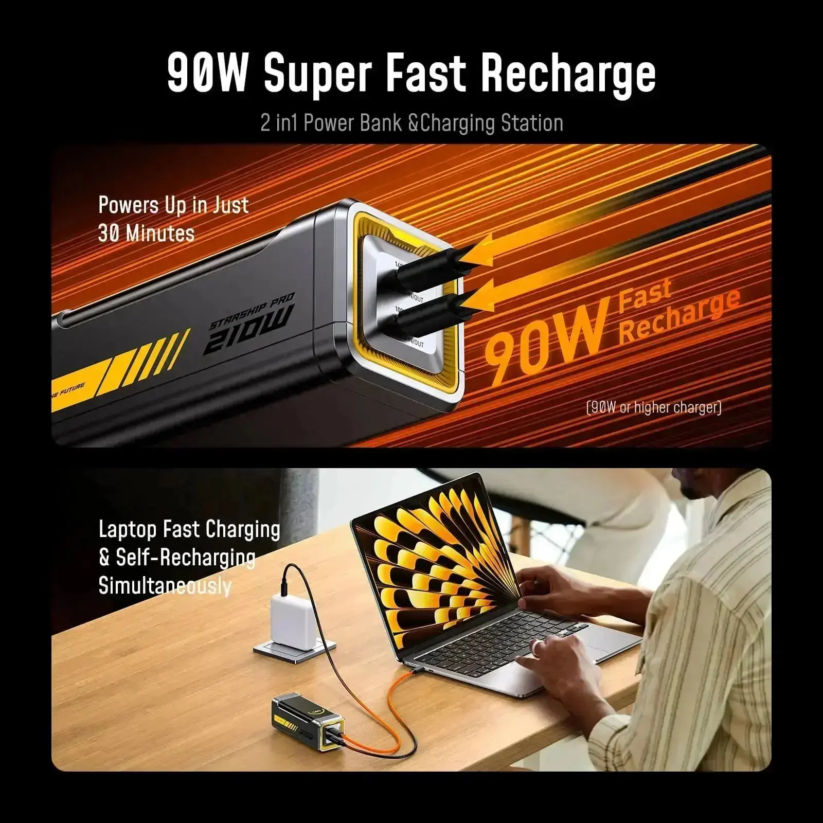 The FUTURE STARSHIP PRO PD 3.1 210W 10000mAh Power Bank with 140W GaN+ PRO Fast Charger - Image 5